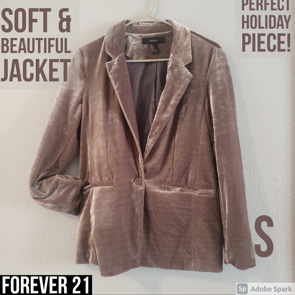 Forever 21 Velvet-Like 1 Button Jacket Small